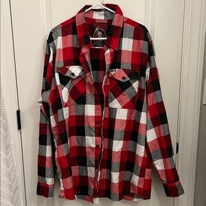 DIXXON Red, Black, and White Checkered Men's Shirt